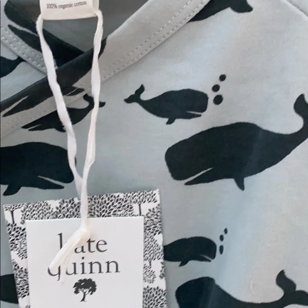 kate quinn Light Blue and Dark Blue Whale Print One-Piece Bodysuit